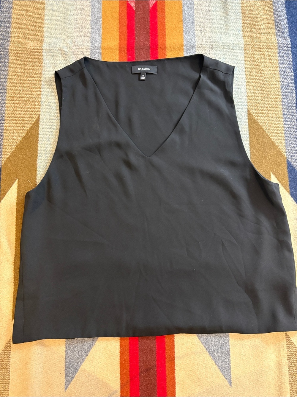 Aritzia Babaton Black V-Neck Murphy Blouse